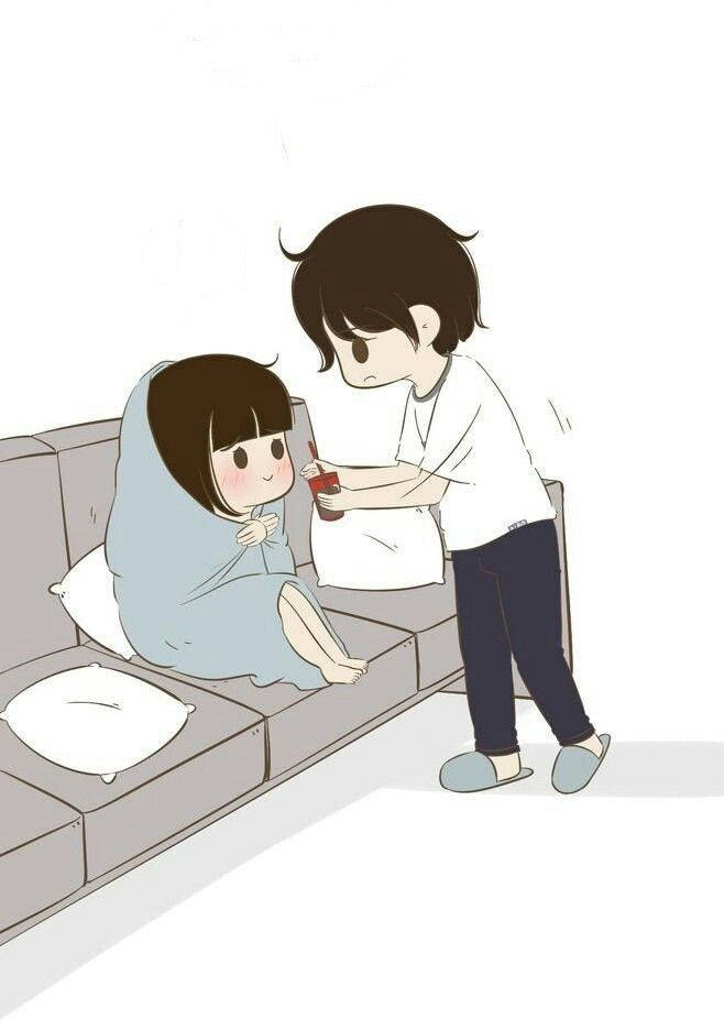 Cute Couple Cartoon, girlfriend, boy, SD Phone Wallpaper
