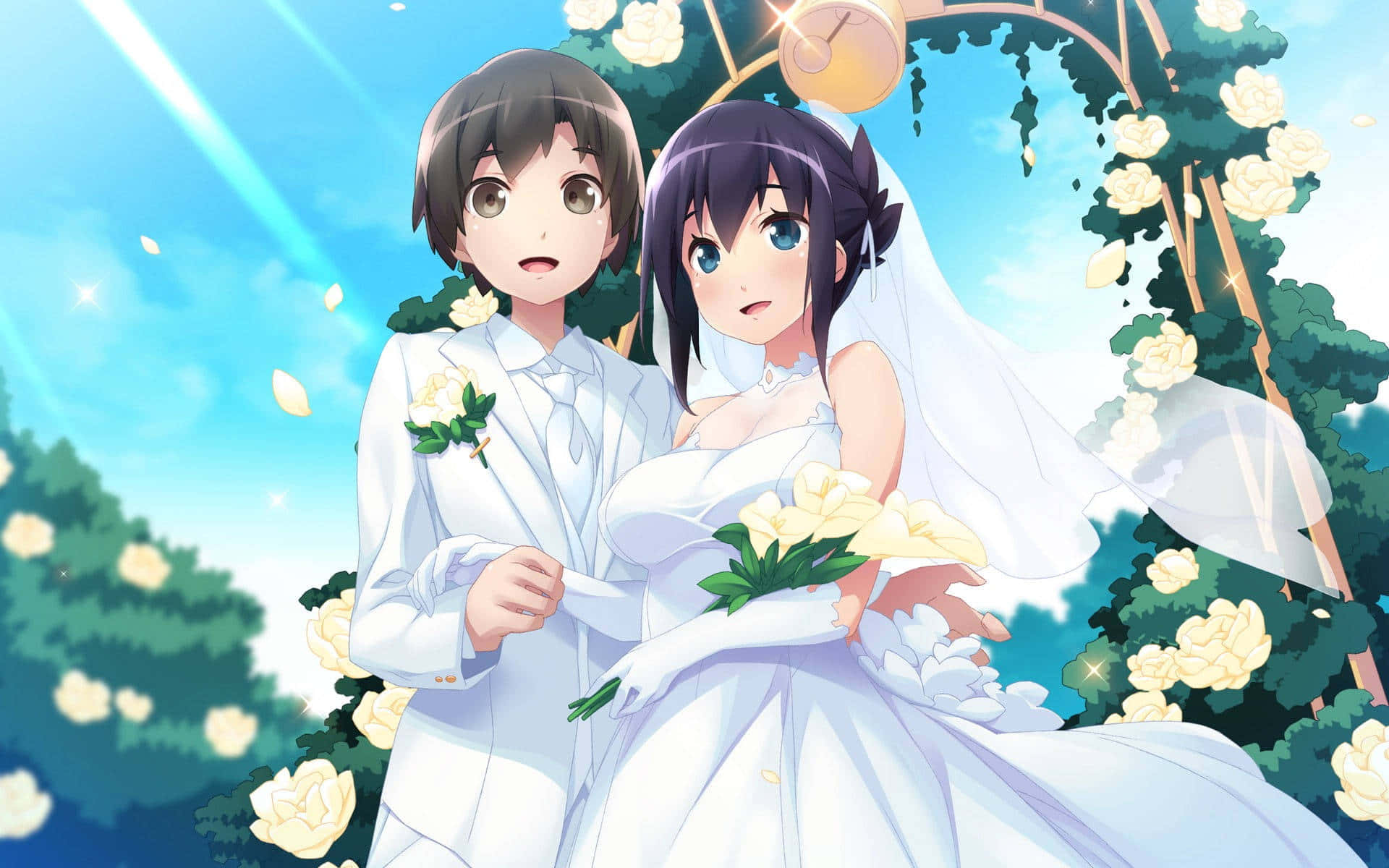 Wedding Matching PFP Anime, anime couple, wedding attire, Full HD Desktop Wallpaper