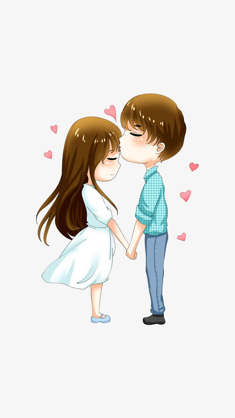 chibi couple, kissing, anime-style, HD Phone Wallpaper