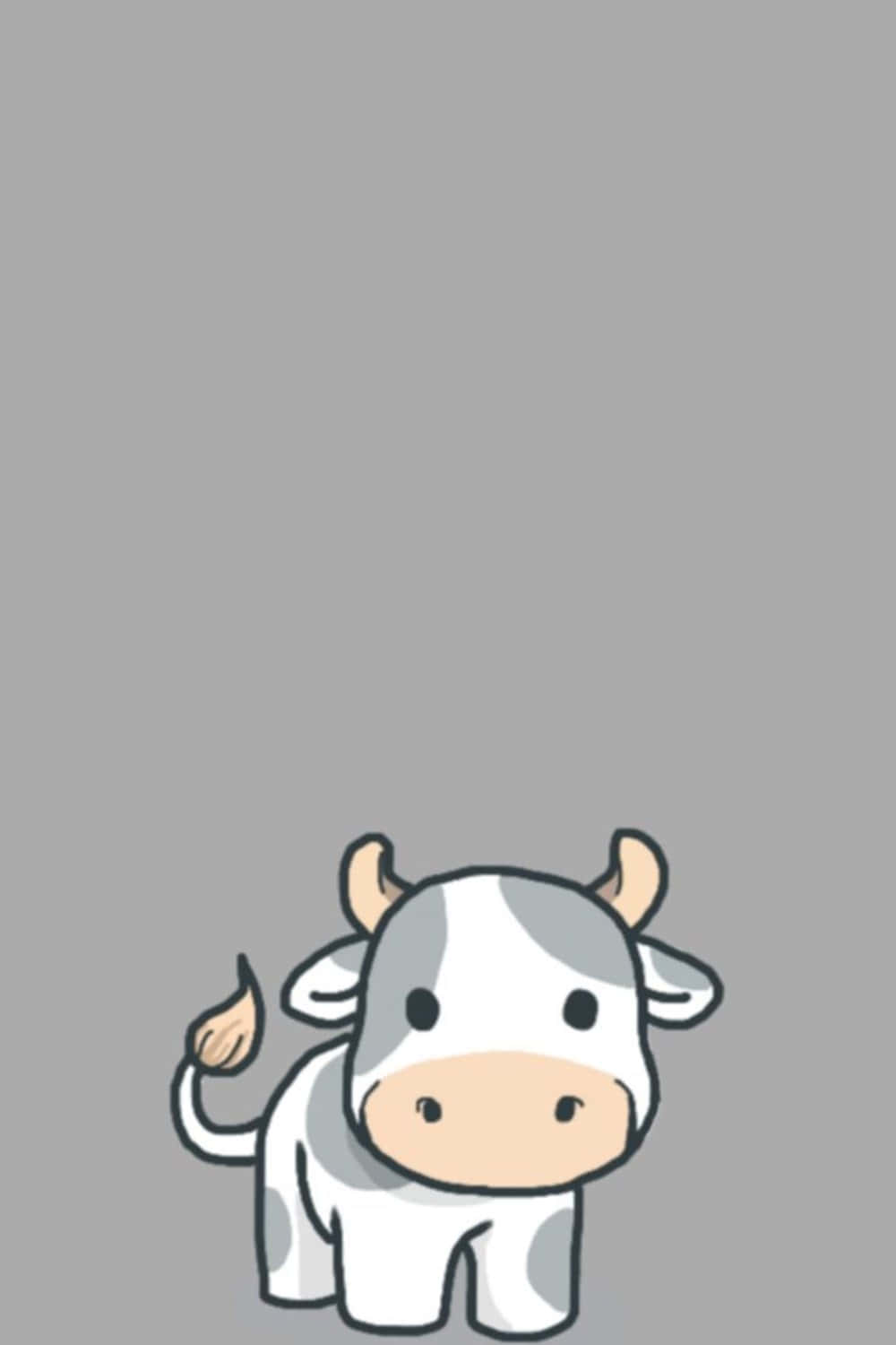 aesthetic cow, gray background, cartoon cow, HD Phone Wallpaper