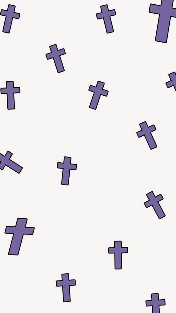 Purple Cute Girly Cross Design, purple outlined crosses, pale background, SD Phone Wallpaper
