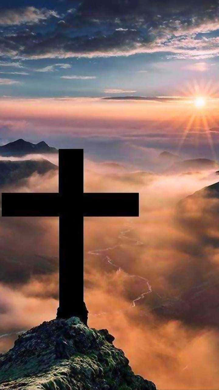 Cute Cross, mountain top, clouds, HD Phone Wallpaper