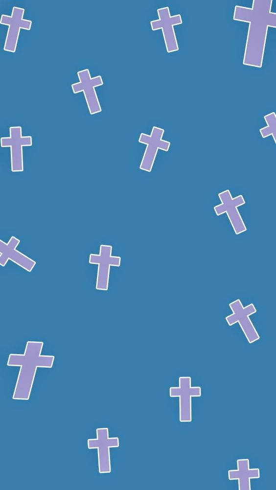 Cute Girly Cross Pattern, purple crosses, white outlines, SD Phone Wallpaper