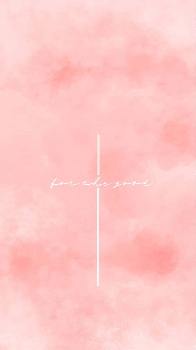 Cute Cross, soft pink watercolor background, white cross, SD Phone Wallpaper