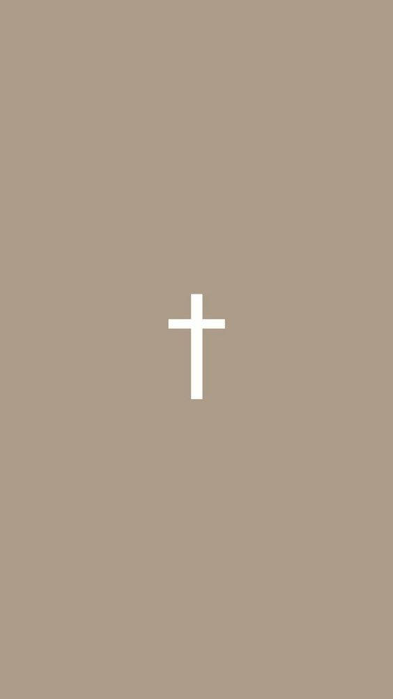 cute girly cross, white cross, beige background, SD Phone Wallpaper