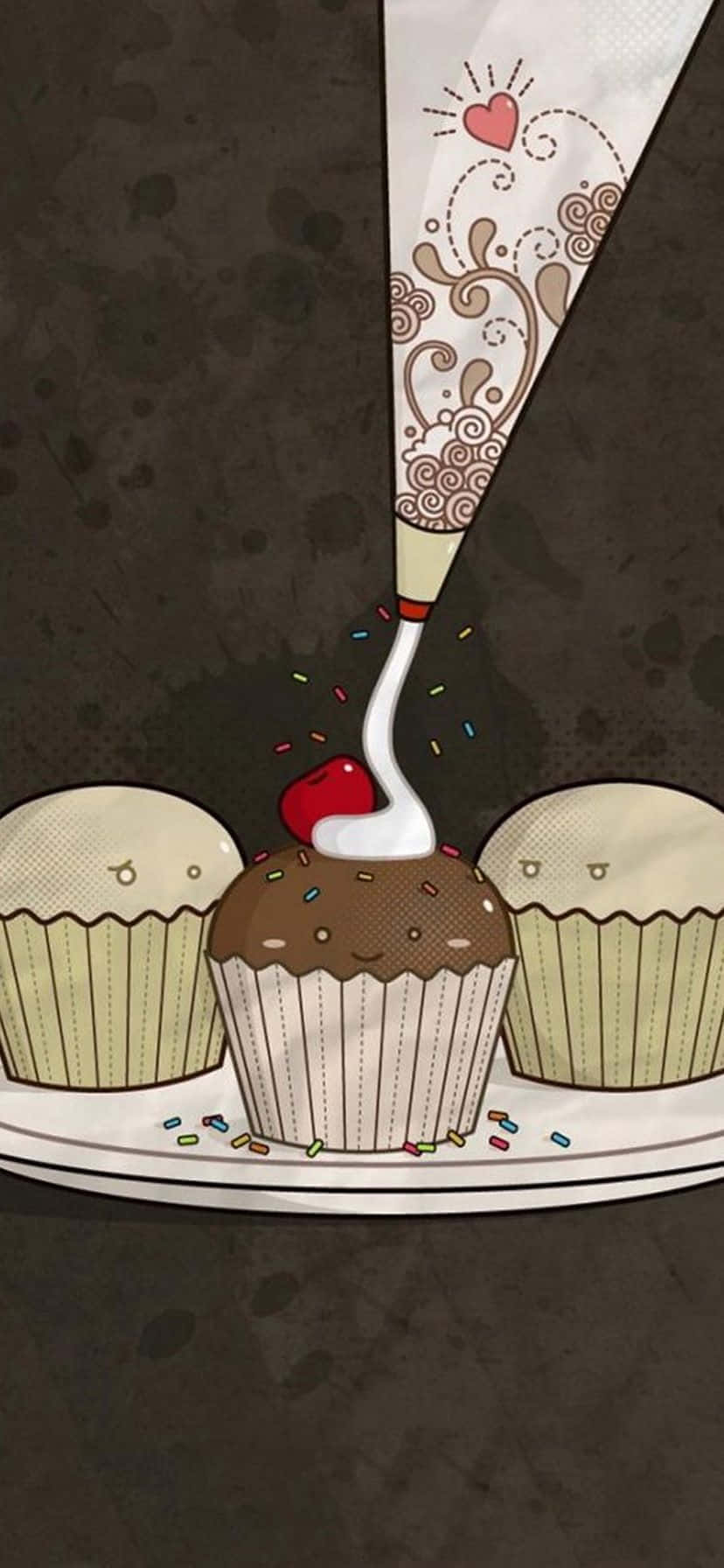 cute cupcake, chocolate cupcake, white frosting, HD Phone Wallpaper