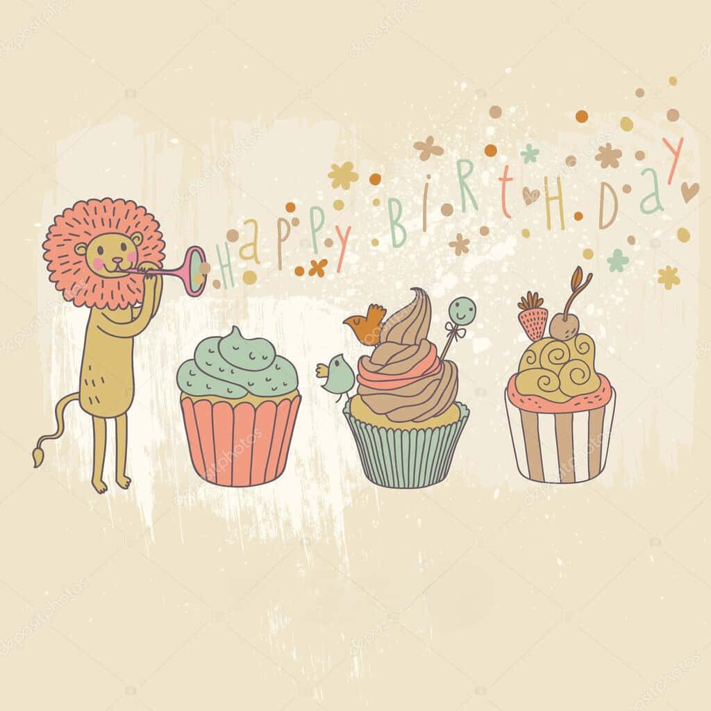 cartoon lion, pink frosting, heart sprinkles, SD Desktop Wallpaper