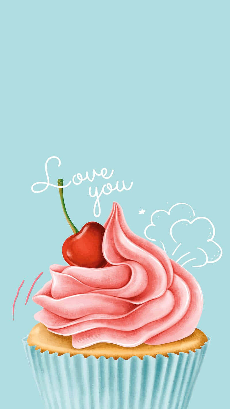 Cute Cupcake, pink frosting, cherry, HD Phone Wallpaper