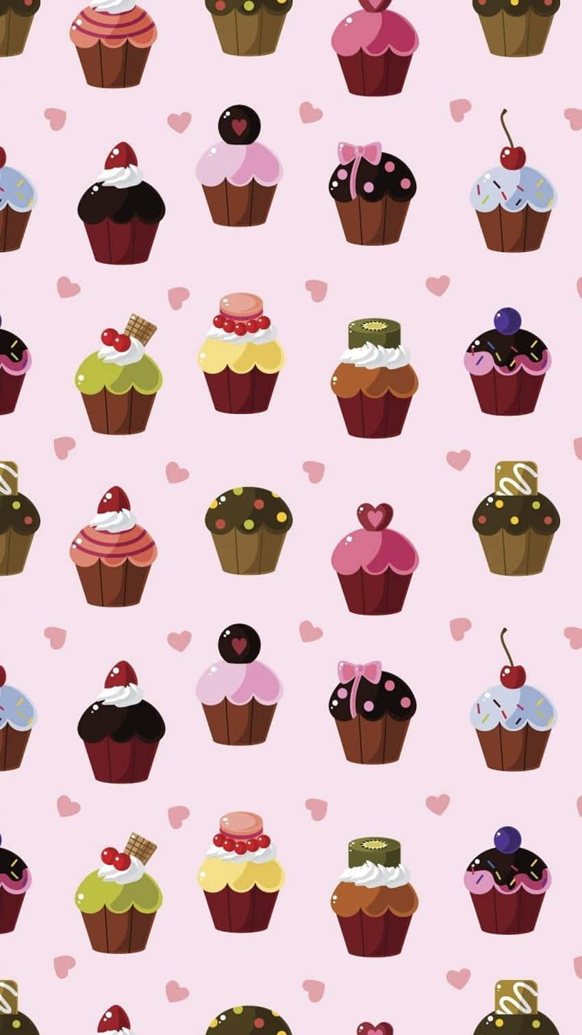 Cute Cupcake, colorful cartoon cupcakes, hearts, HD Phone Wallpaper