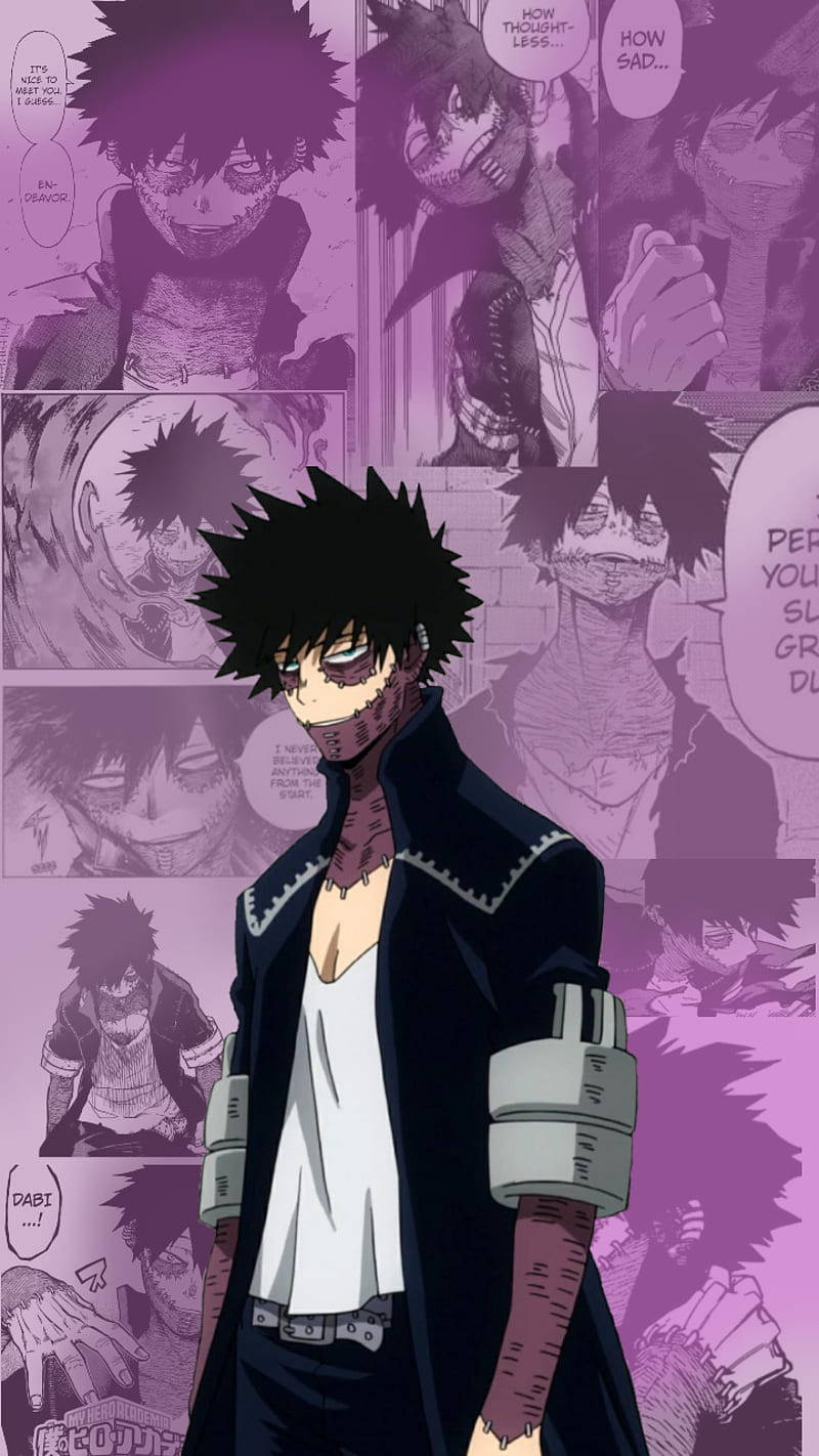 Cute Dabi, purple manga panel, spiky-haired anime character, HD Phone Wallpaper