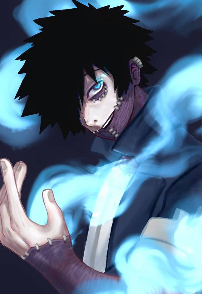 Cute Dabi, spiky black hair, glowing blue chakra, SD Phone Wallpaper