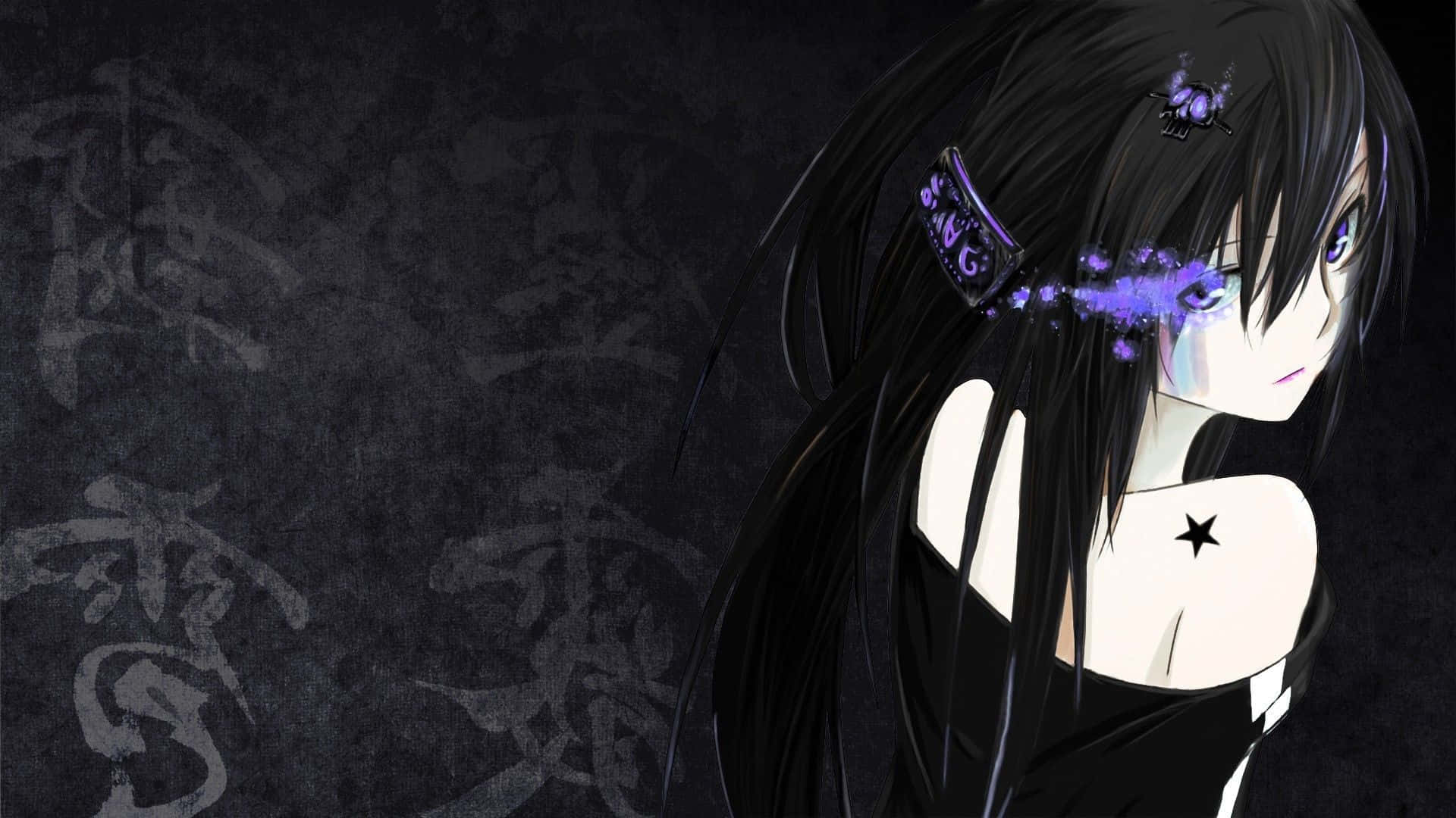 cute dark anime, melancholic anime girl, black hair, Full HD Desktop Wallpaper