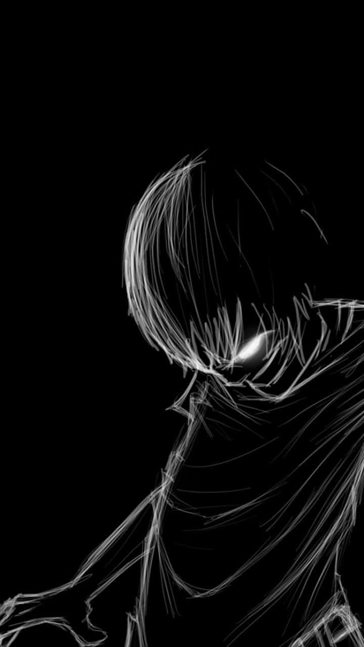 Cute Dark Anime Boy, white ink, glowing eyes, HD Phone Wallpaper