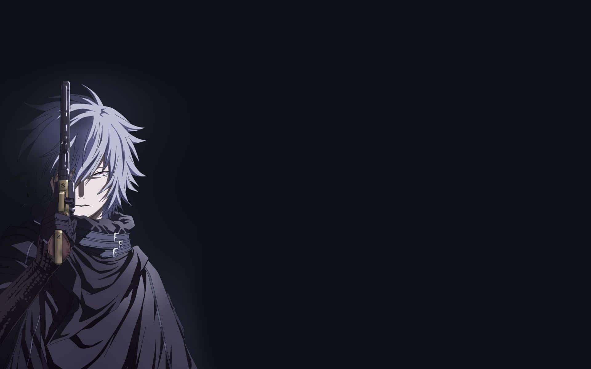 cute dark anime, anime warrior, silver hair, Full HD Desktop Wallpaper
