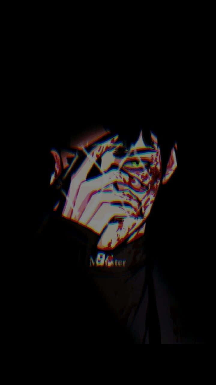 cute dark anime, glitchy anime character, green eyes, HD Phone Wallpaper