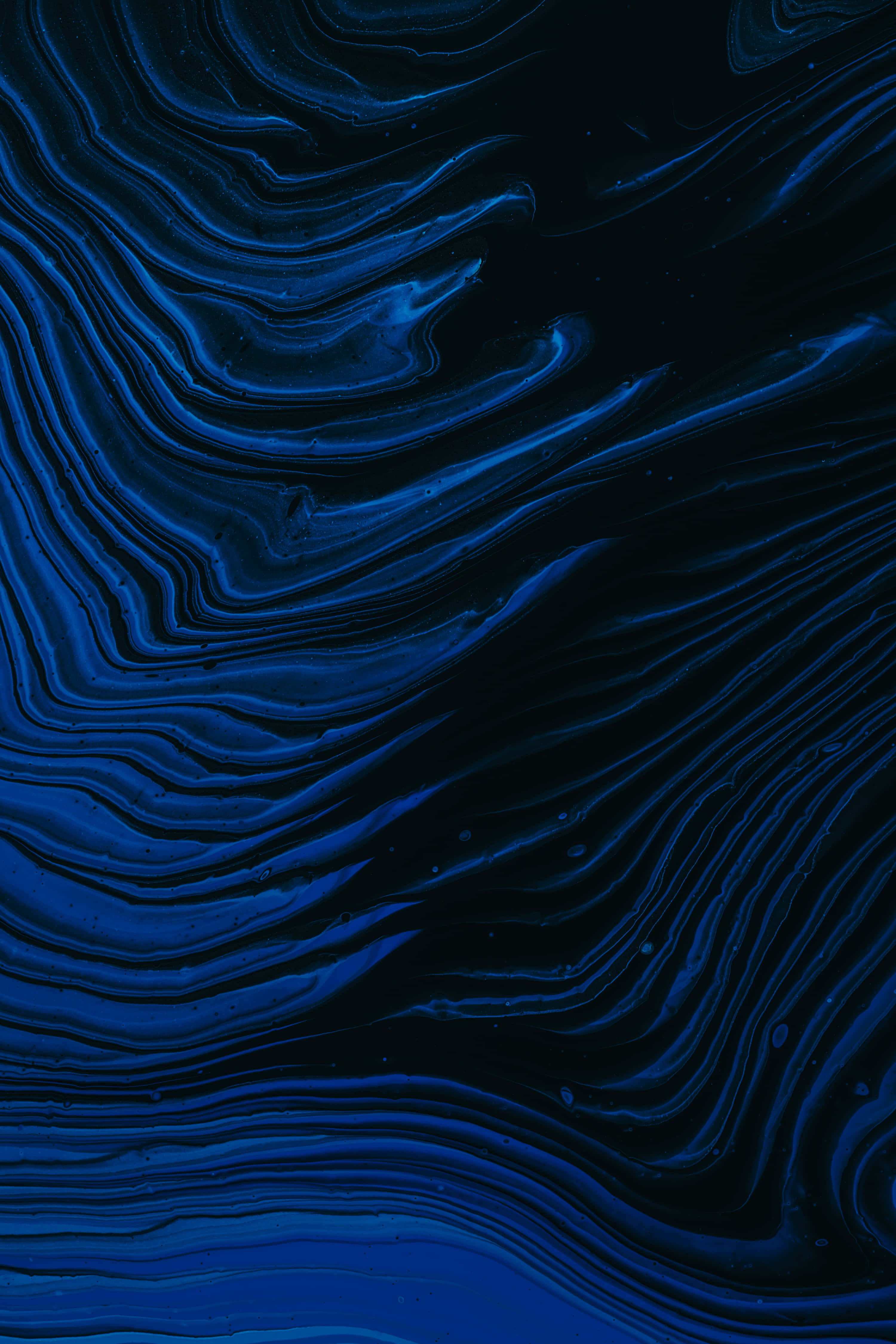 iridescent shades of dark blue, deep blue liquid swirls, mesmerizing abstract pattern, 4K Phone Wallpaper