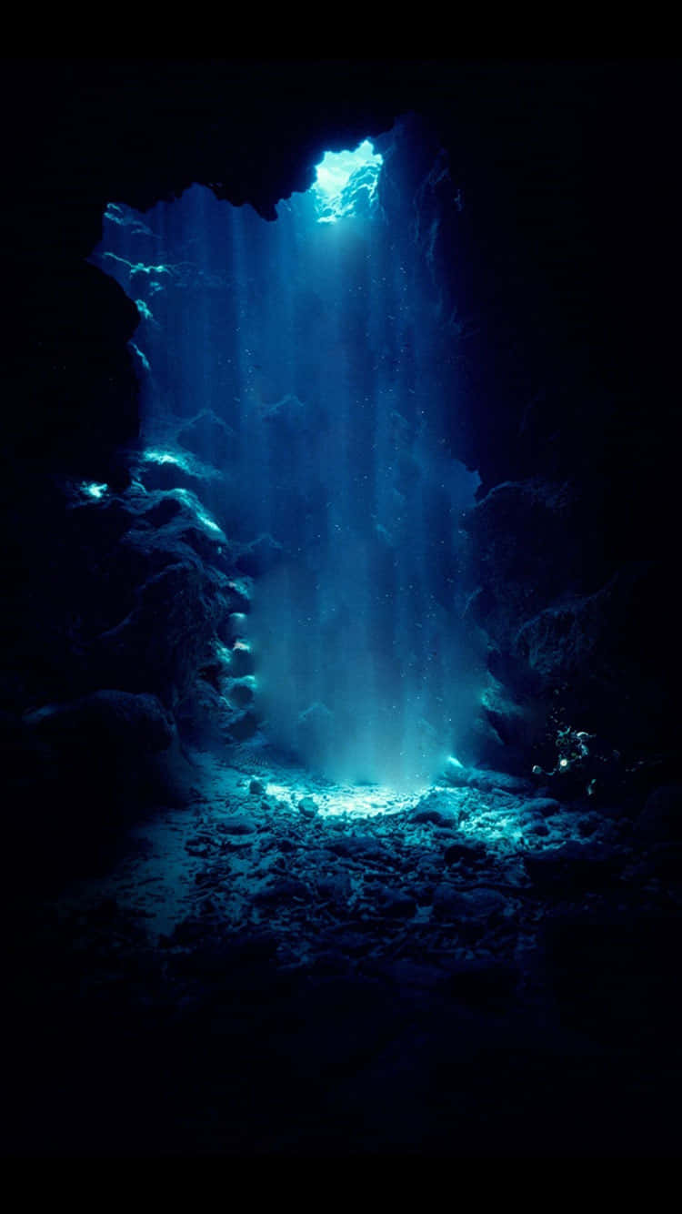 dark blue, blue light, dark cave, HD Phone Wallpaper