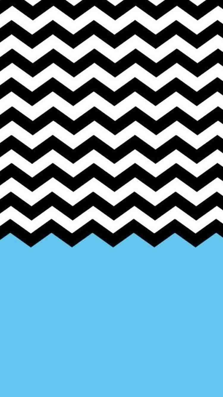 midnight blue sky, bright white moon, bold black and white zigzag pattern, HD Phone Wallpaper