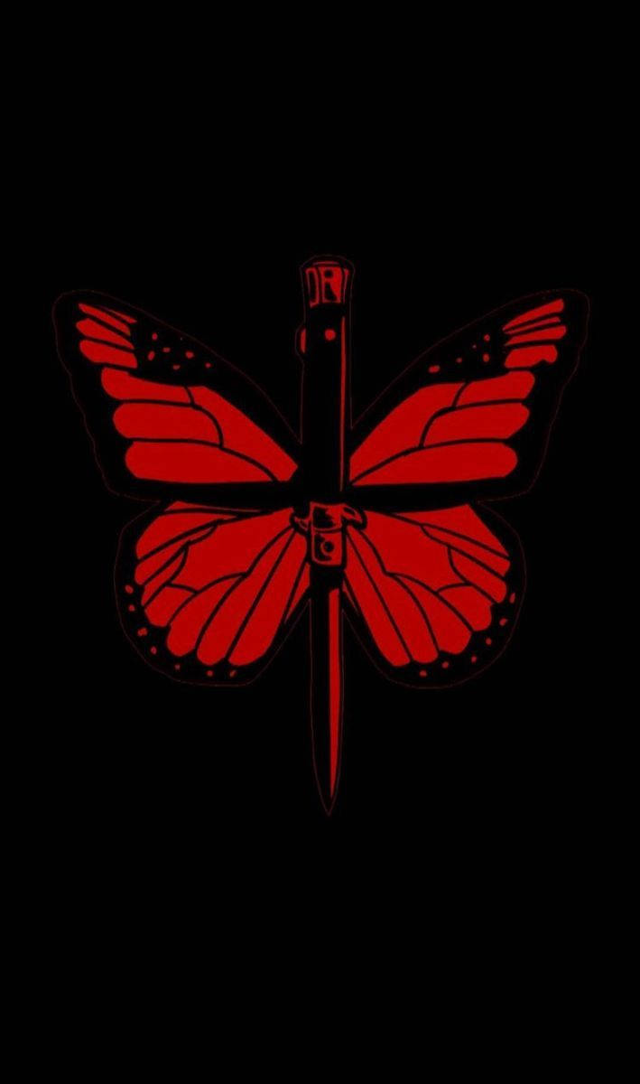 Cute Dark Red Butterfly Pen, red butterfly, dagger body, SD Phone Wallpaper