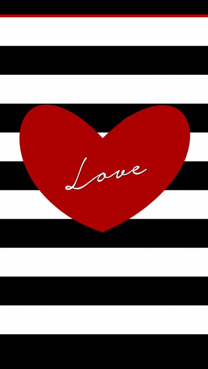 Cute Dark Red, bold red heart, white cursive love text, SD Phone Wallpaper