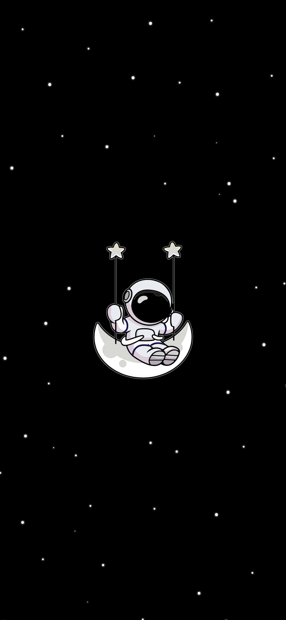 cute astronaut, crescent moon swing, star-shaped ropes, 2K Phone Wallpaper