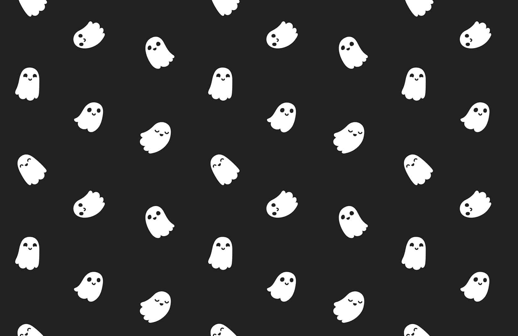 Cute Dark, white cartoon ghosts, smiling faces, HD Desktop Wallpaper