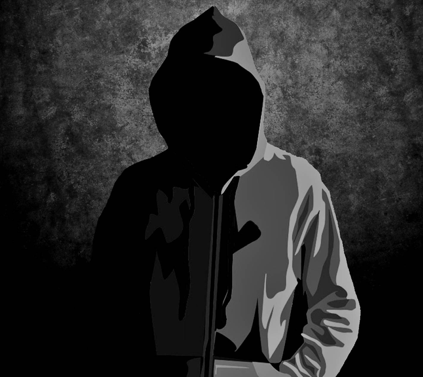 dark hoodie, shadowy hooded figure, textured gray wall, HD Desktop Wallpaper