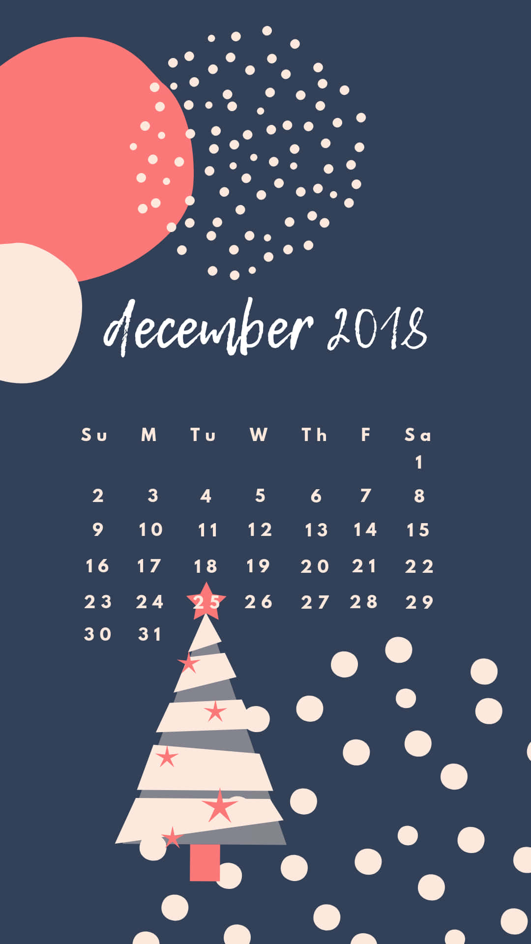 December 2018, stylized Christmas tree, abstract shapes, Full HD Phone Wallpaper