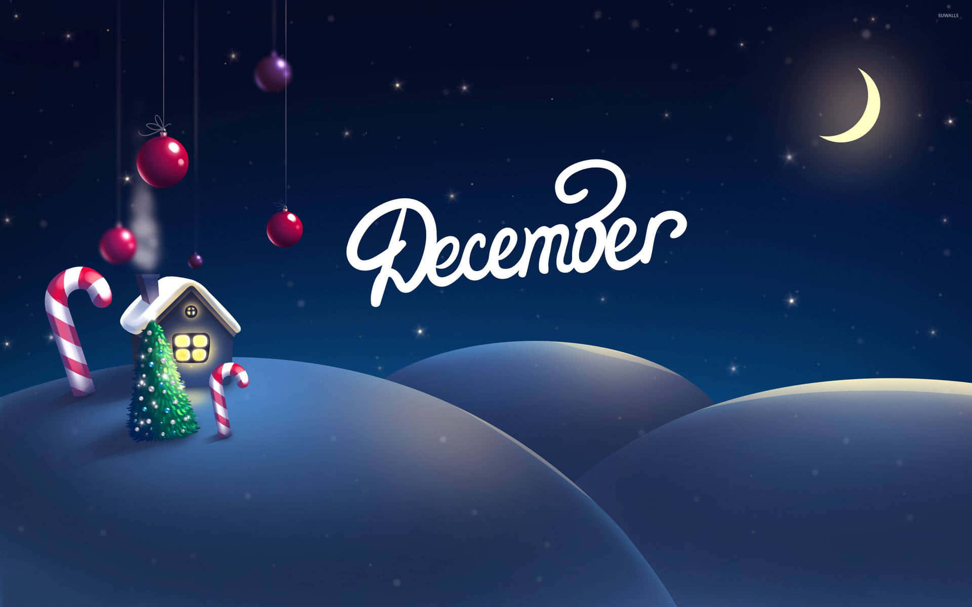 cute december, Christmas scene, winter cabin, Full HD Desktop Wallpaper