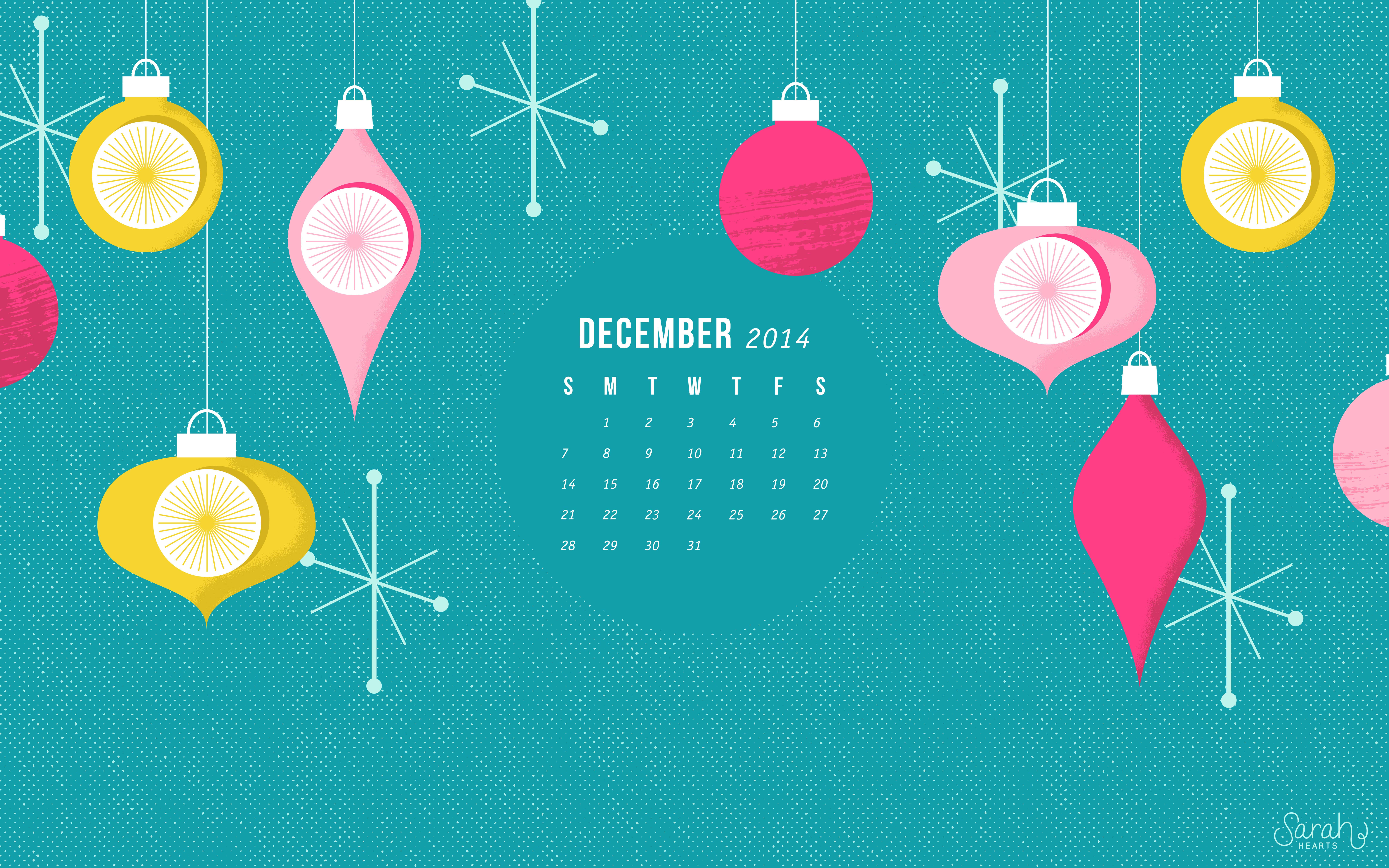 cute december, December 2014, pink and yellow ornaments, 8K Desktop Wallpaper