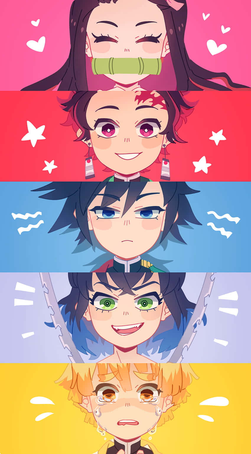 Cute Demon Slayer, anime characters, distinct expressions, HD Phone Wallpaper