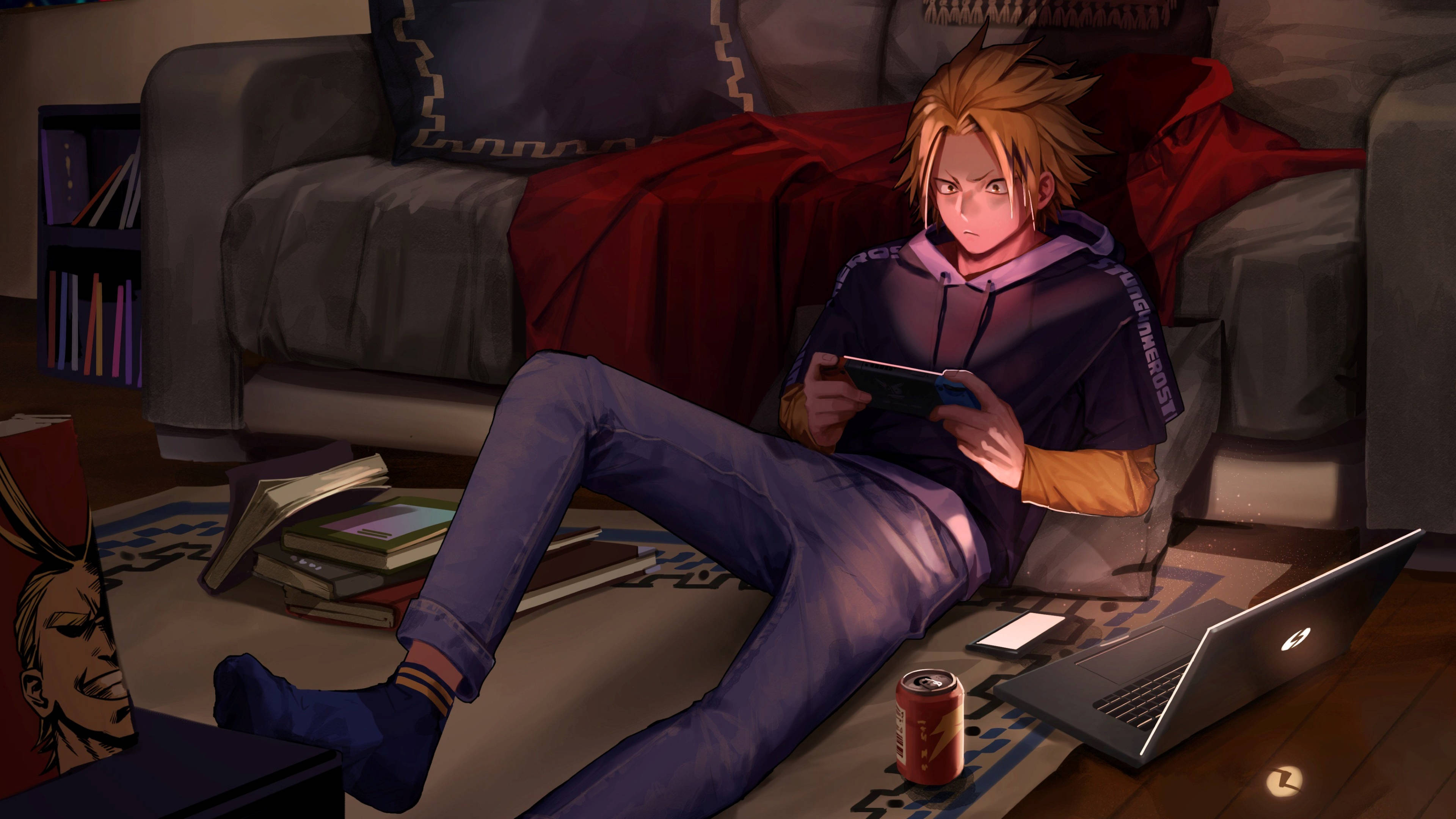 Cute Denki, handheld game console, anime boy, 4K Desktop Wallpaper