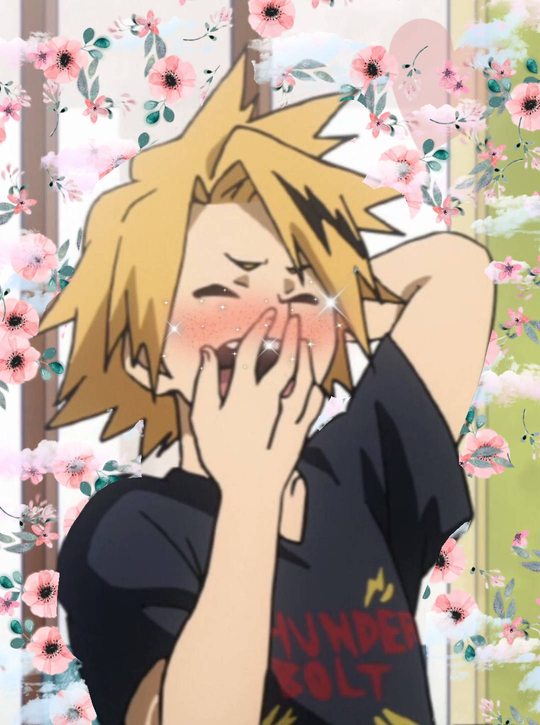Cute Denki, anime boy, spiky blonde hair, HD Phone Wallpaper