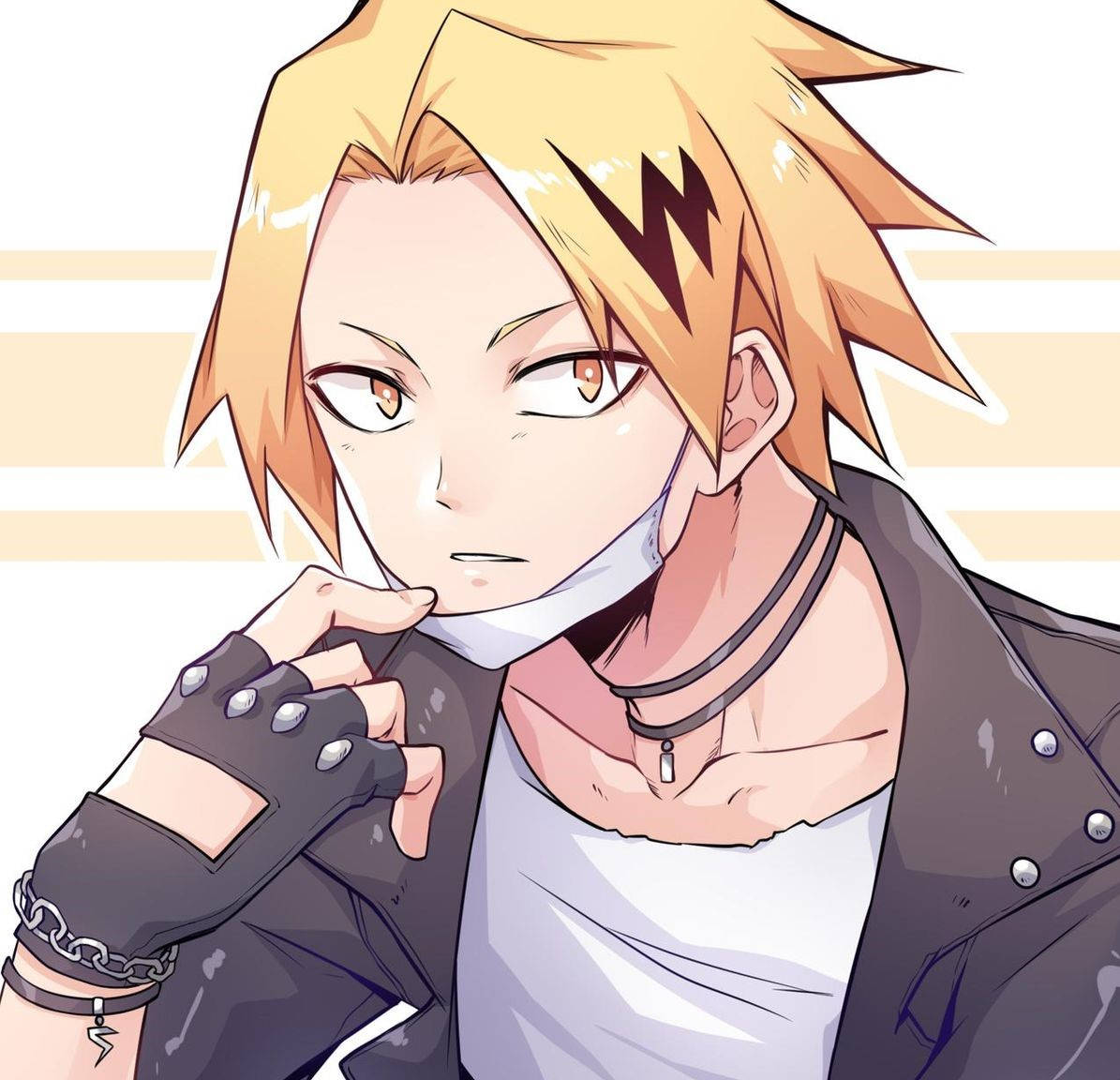Cute Denki, spiky blonde anime boy, orange eyes, SD Desktop Wallpaper