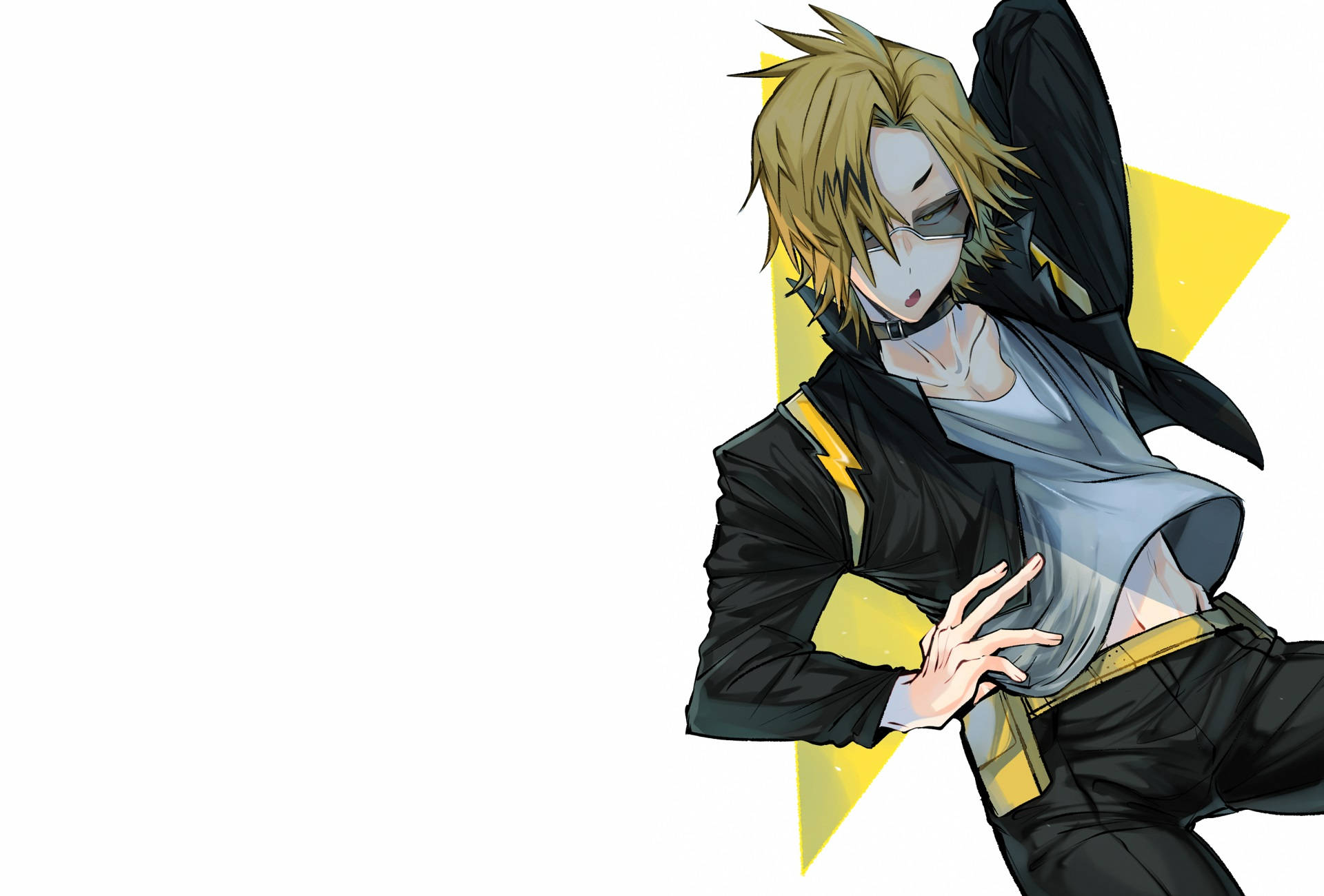 Cute Denki, spiky blonde hair, black jacket, Full HD Desktop Wallpaper