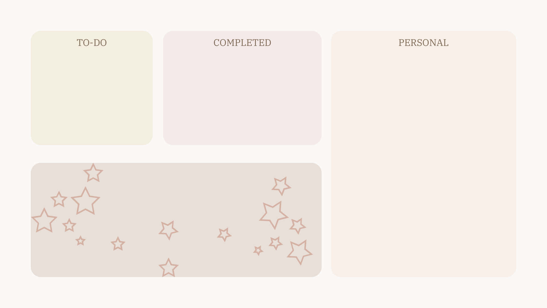 Digital Artwork Cute Desktop Organizer, minimalist task board, three labeled sections, Full HD Desktop Wallpaper