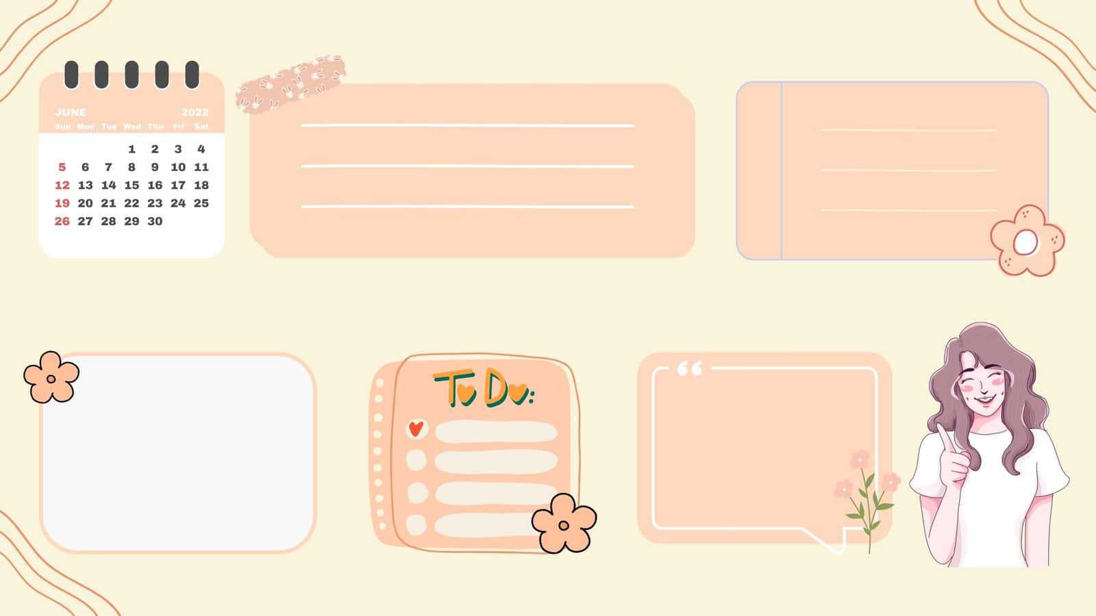 pastel peach, planner layout, calendar to-do lists, HD Desktop Wallpaper