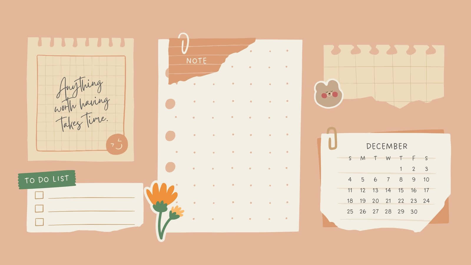 December, pastel, peach background, HD Desktop Wallpaper