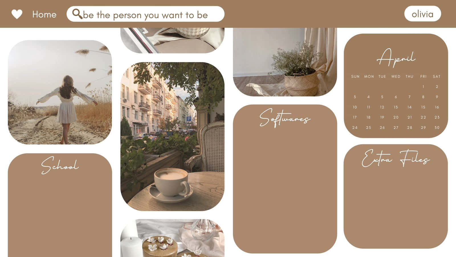 Cute April Desktop Organizer, outdoor, warm-toned, HD Desktop Wallpaper