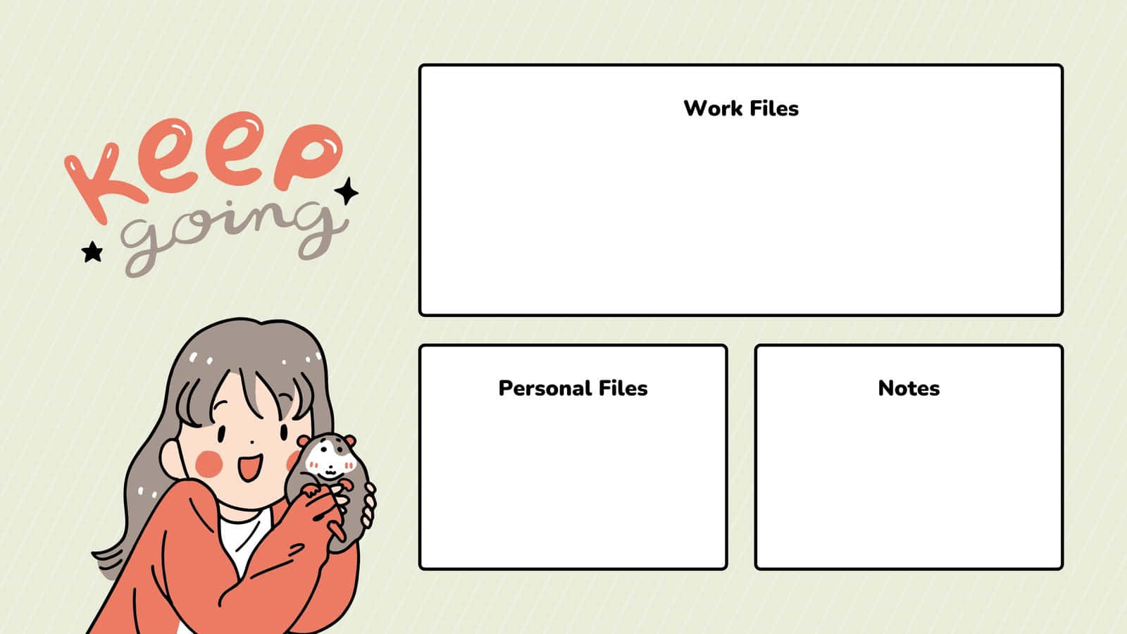 Cute Desktop Organizer, cartoon girl, orange sweater, HD Desktop Wallpaper