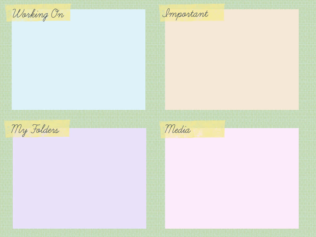 pastel-colored sticky notes, green textured wall, Working On, SD Desktop Wallpaper