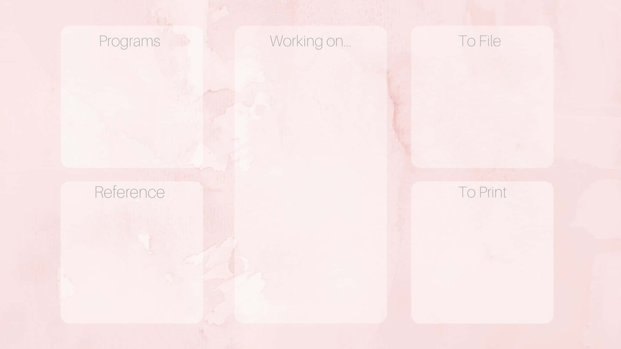 pink watercolor background, white task folders, grid arrangement, Full HD Desktop Wallpaper