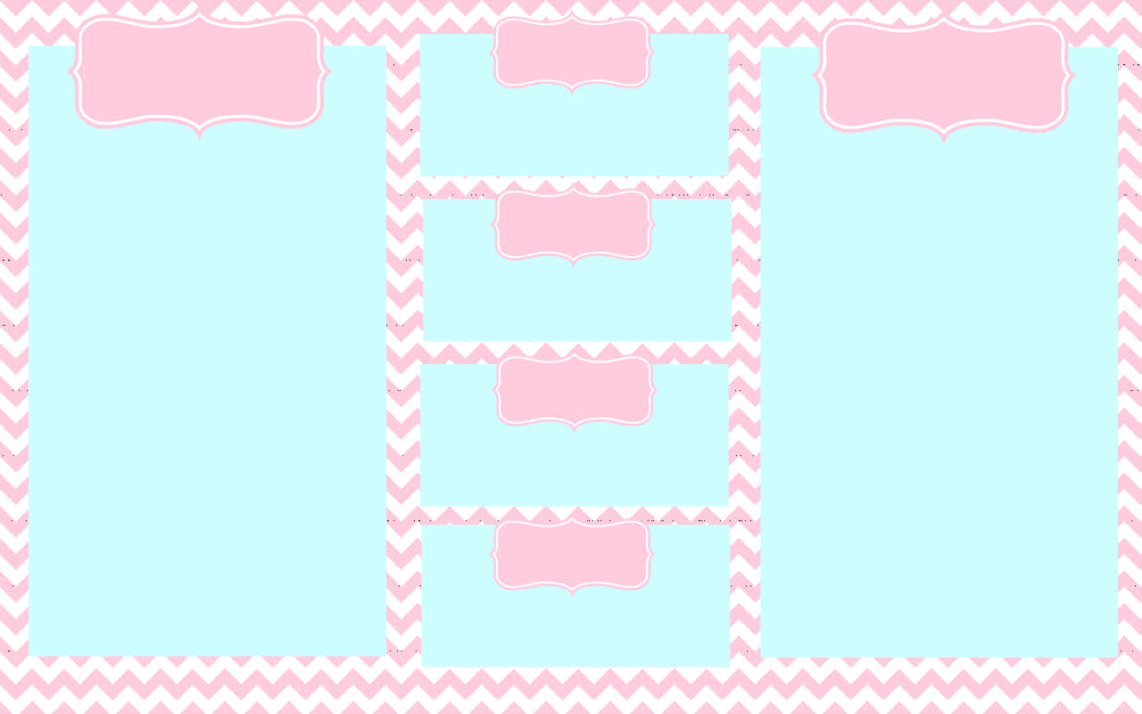 pastel pink, mint green, zigzag border, HD Desktop Wallpaper