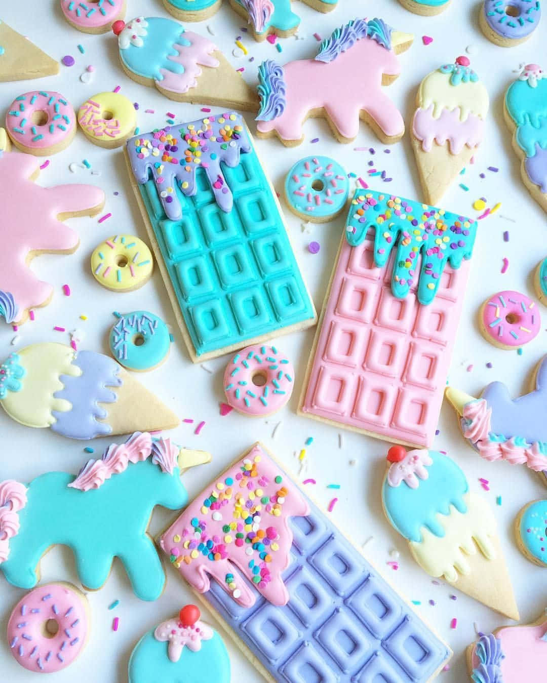 unicorns, ice cream, chocolate bars, HD Phone Wallpaper