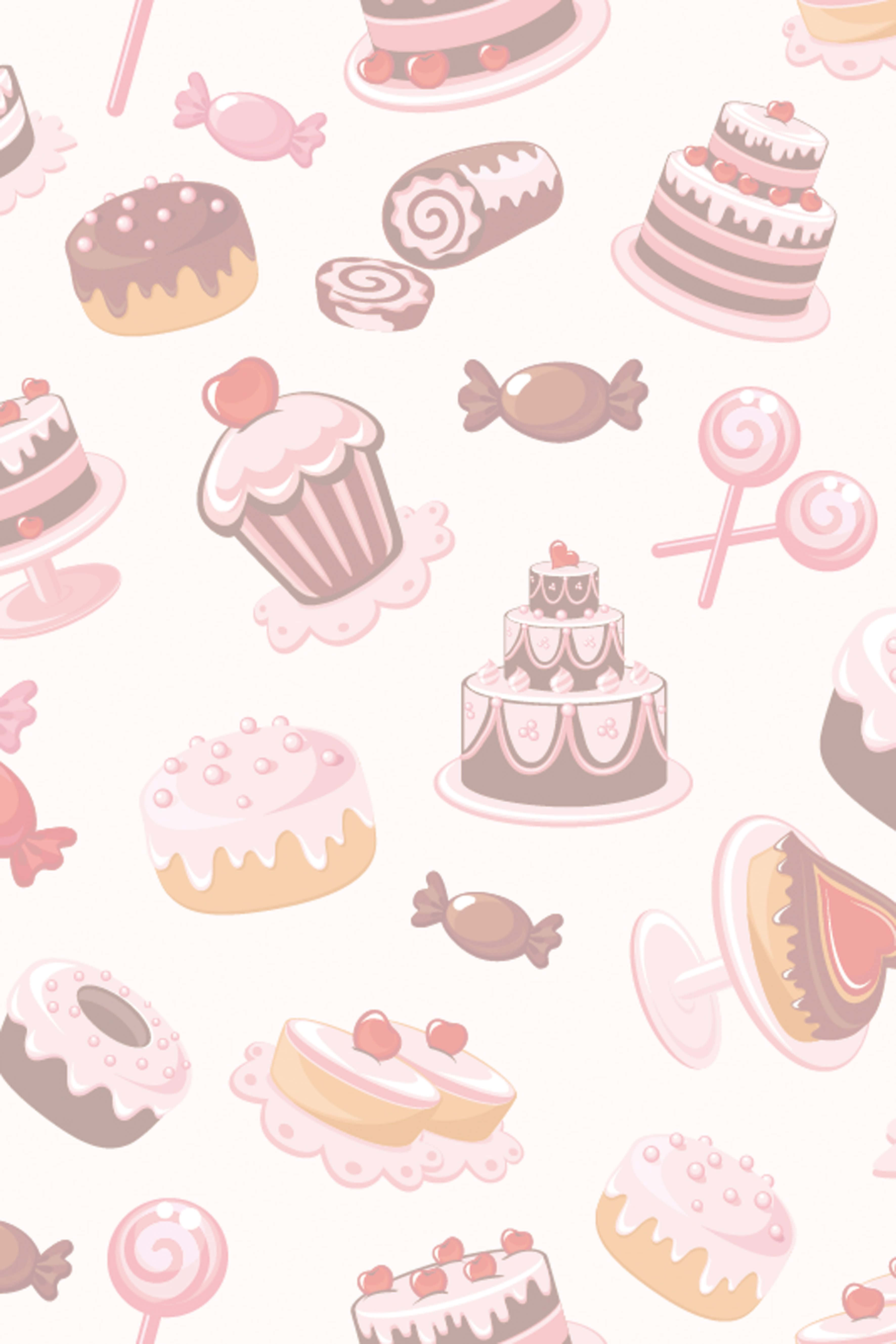 cute dessert, pastel pattern, cakes, 5K Phone Wallpaper
