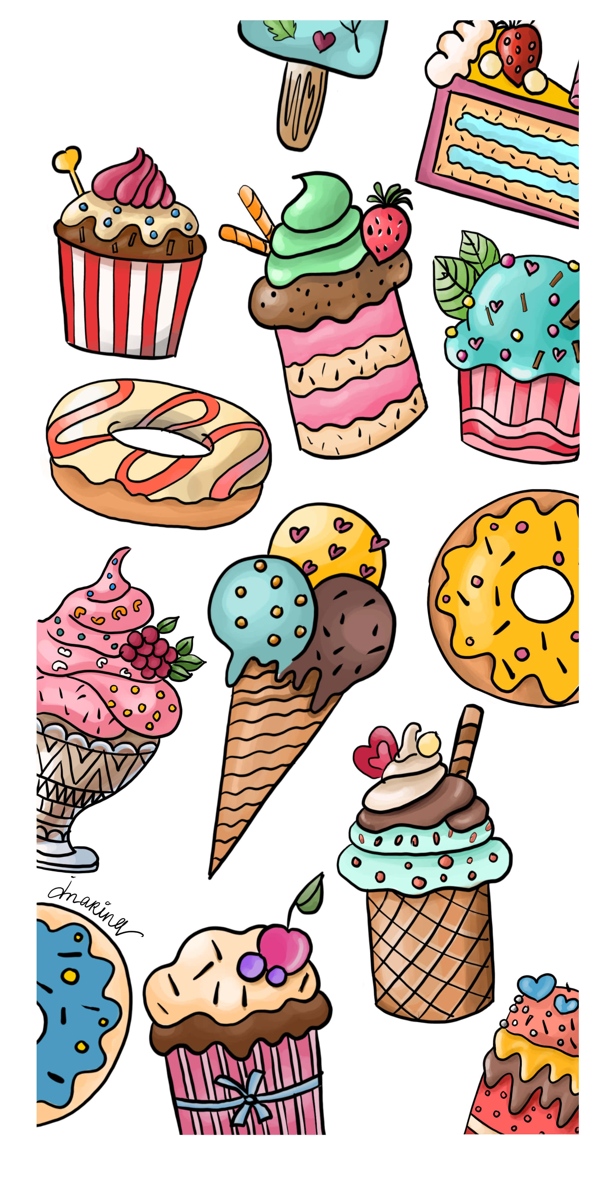 cute dessert, cupcakes, ice cream cones, 4K Phone Wallpaper