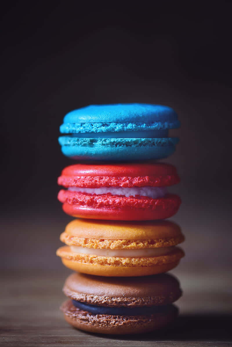 unicorn cupcake treats, blue red orange brown, macarons, SD Phone Wallpaper