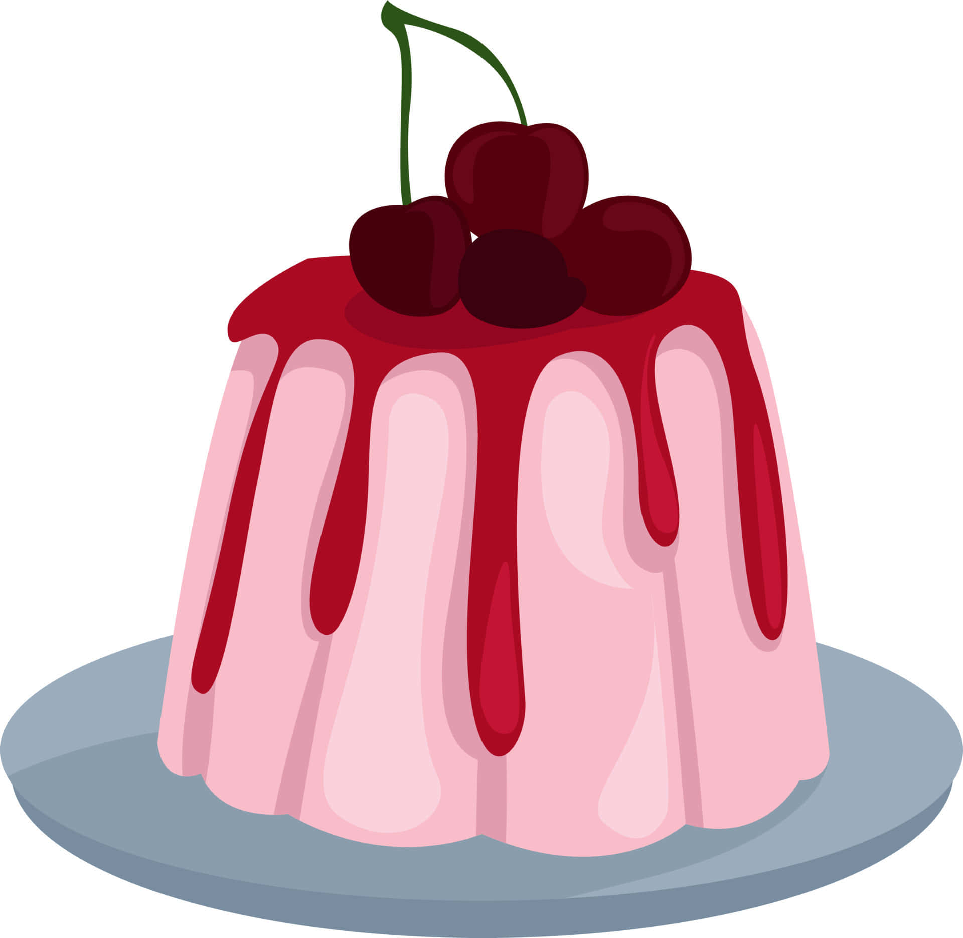 blancmange, pink cherry jello dessert, glossy red sauce, Full HD Desktop Wallpaper
