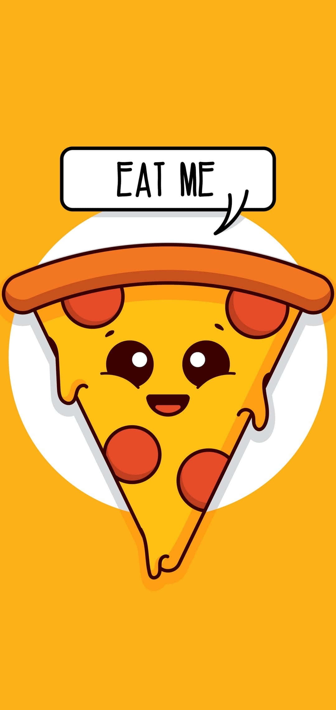 cartoon pizza slice, big eyes, smile, Full HD Phone Wallpaper