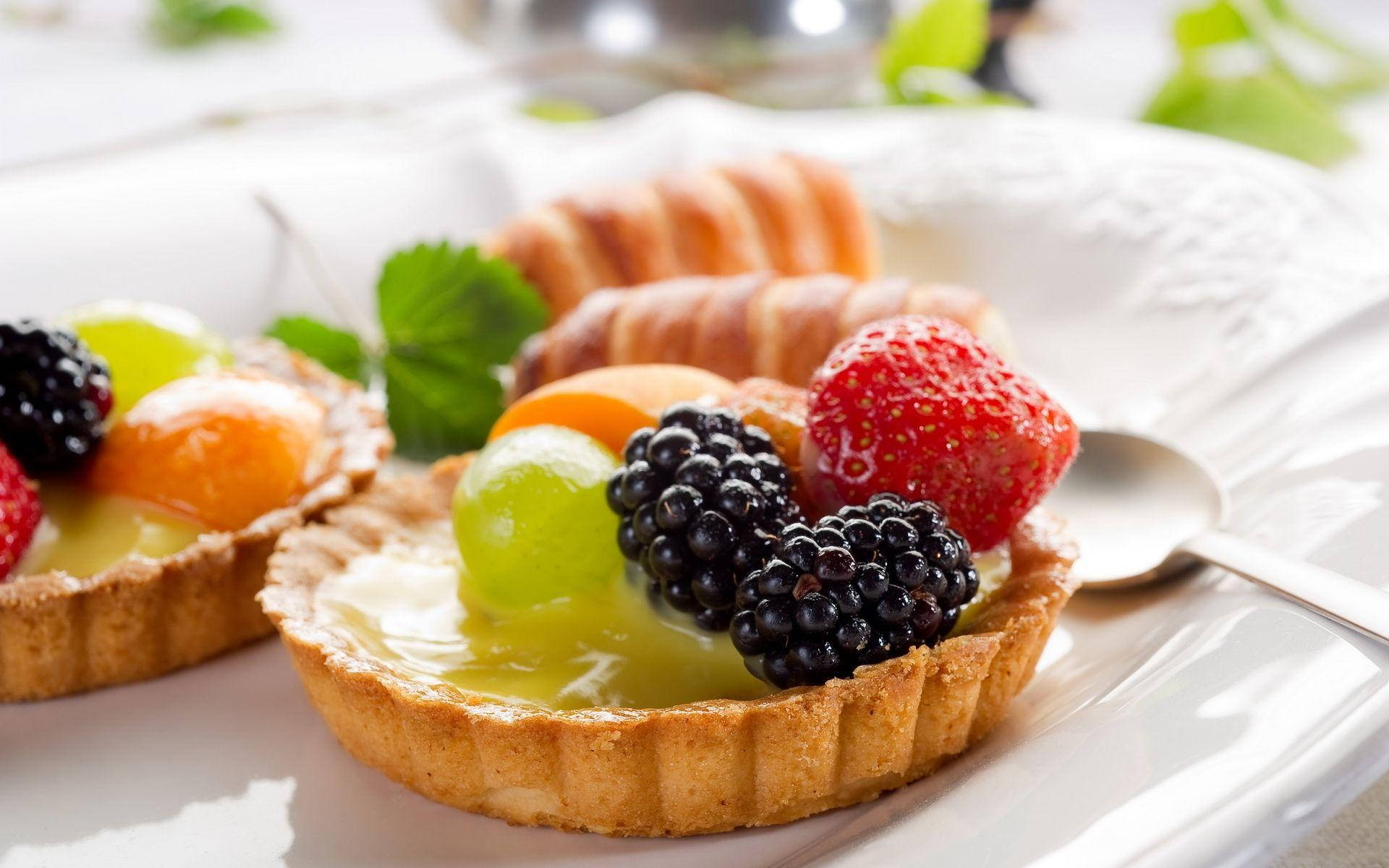 tart pastry desserts, fruit tarts, strawberries, Full HD Desktop Wallpaper